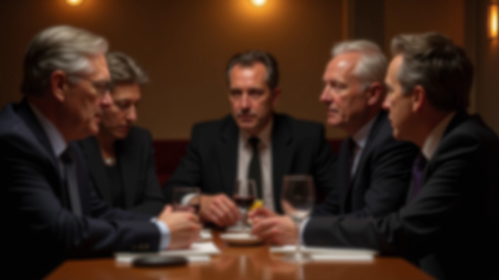 Mystery dinner participants in detective attire having intense discussion about case theories