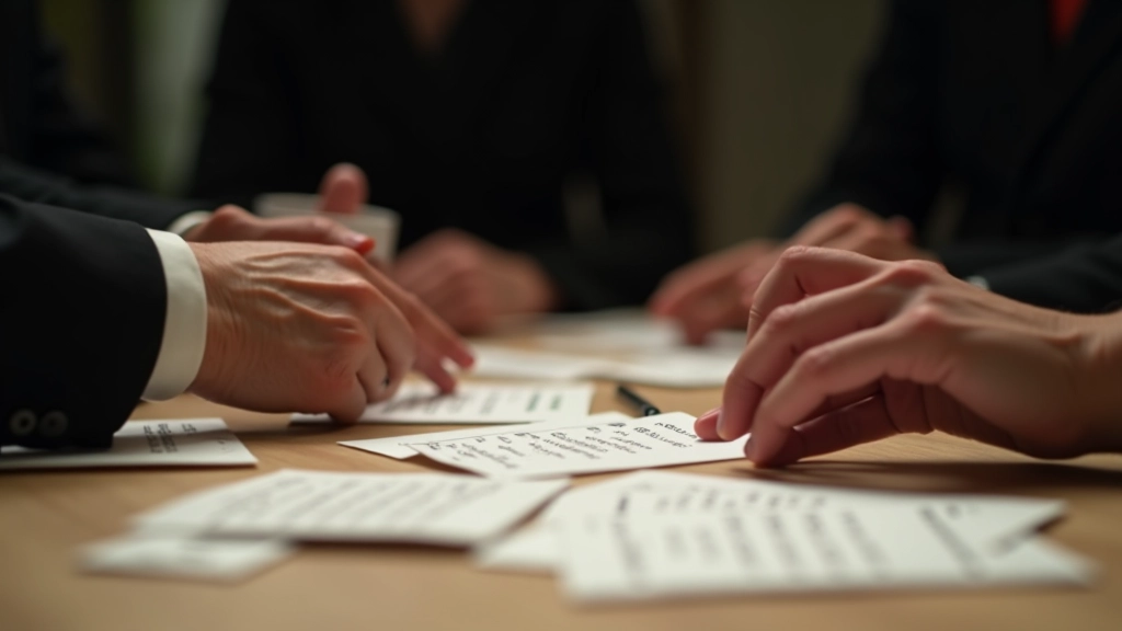 Detectives analyzing written clues and evidence cards during a mystery game session